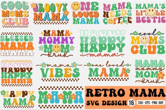 Retro Mama SVG Bundle for Crafts and Graphics
