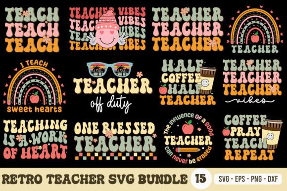 Retro Teacher SVG Bundle for Crafts and Graphics
