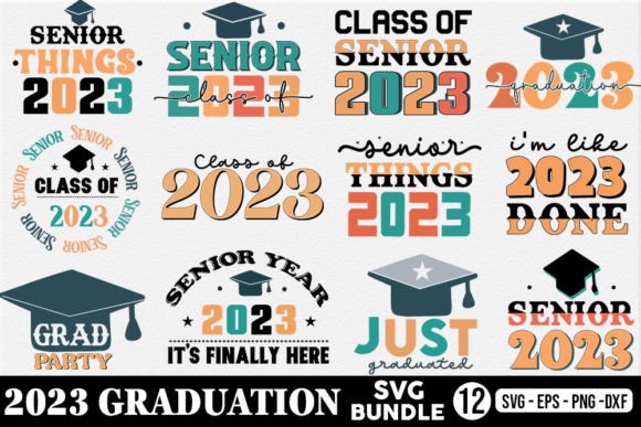 Senior 2023 Graduation Retro Svg Bundle
