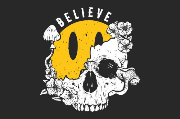 Skull Floral Mushroom SVG for Graphics and Crafts