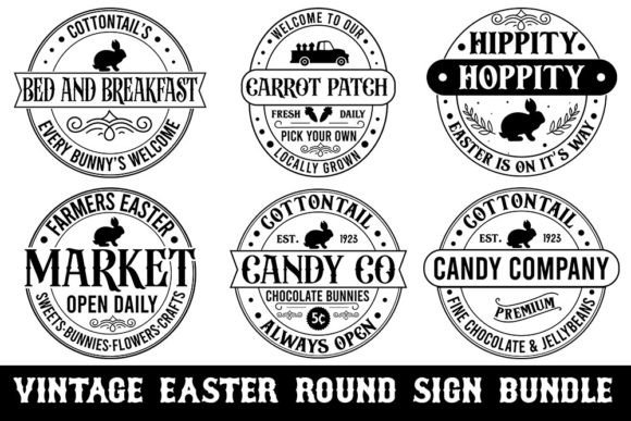 Vintage Easter Round Sign SVG Bundle: Graphics for Crafts